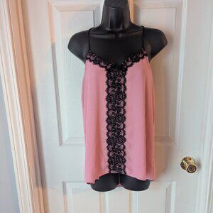 Express pink and black lace top - small